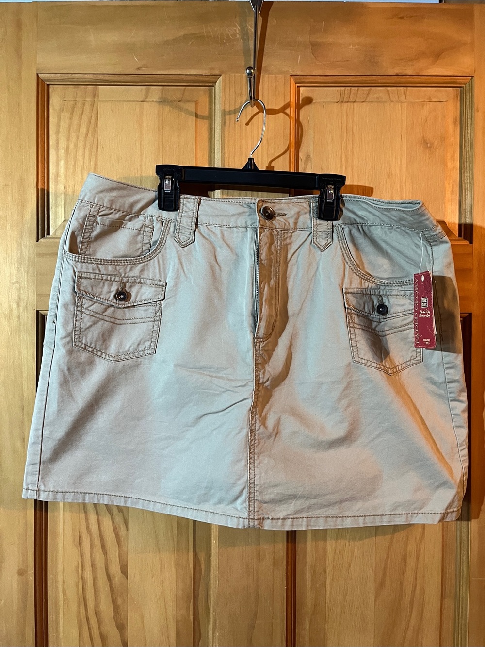 Faded Glory Beige/Tan Mini Skirt with Front Pockets